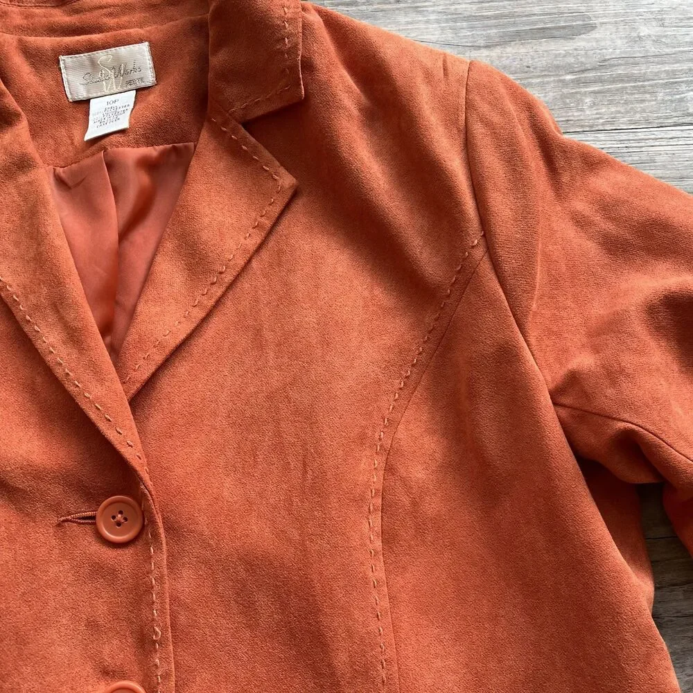 Halloween Fall Jacket Medium Button Up Orange Vintage NWT - Picture 6 of 13